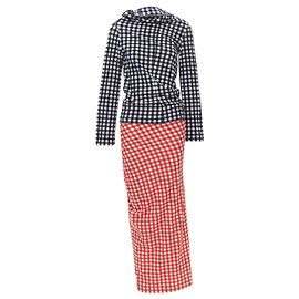 Comme Des Garcons 1997 Vintage Lumps And Bumps Gingham Checked Blue Red Set Rot