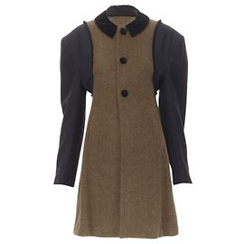 Comme Des Garcons 1993 Runway Vintage Herringbone Reconstructed Sleeve Coat S Brown