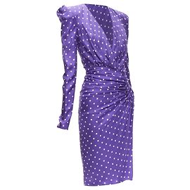 Vestido de ombro bufante roxo com bolinhas de Alexandre Vauthier Roxo