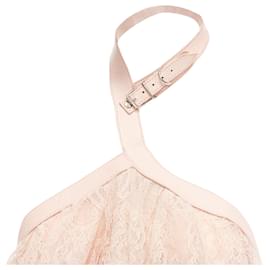 Alexander Mcqueen-Alexander Mcqueen Runway Pink Lace Cascade Drape Ruffle Top-Pink