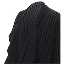 Comme Des Garcons-Comme Des Garcons 1980'S Vintage Grey Black Striped Wool Draped Front Jacket M-Grey