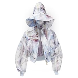 Alexander Mcqueen-Alexander Mcqueen 2021 William Blake Dante Batwing Cropped Hooded Bomber It36 Xs-Blue