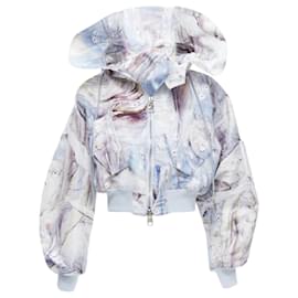 Alexander Mcqueen-Alexander Mcqueen 2021 William Blake Dante Batwing Cropped Hooded Bomber It36 Xs-Blue