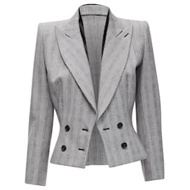 Alexander Mcqueen-Alexander Mcqueen 1990 Vintage Grey Houndstooth Layer Collar Power Blazer It40 S-Grey