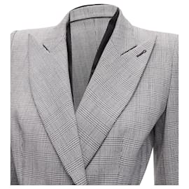 Alexander Mcqueen-Alexander Mcqueen 1990 Vintage Grey Houndstooth Layer Collar Power Blazer It40 S-Grey