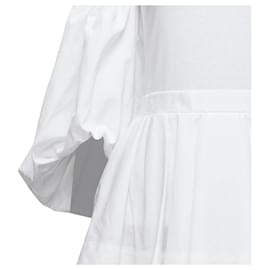 Alexander Mcqueen-Alexander McQueen white cold shoulder puff sleeve peplum t-shirt-White