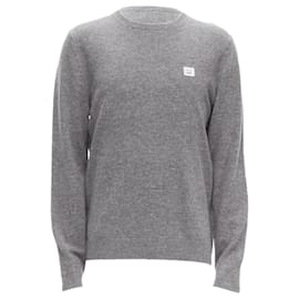 Acne Studios Dasher Face Grau 100% Wolle Langarmpullover XL Grau