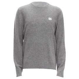 Acne Studios Dasher Face Cinza 100% Lã Suéter de Mangas Longas XL Cinza