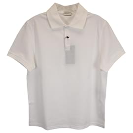 Saint Laurent- Saint Laurent Paris Cassandre Polo Shirt in White Cotton-White