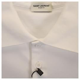 Saint Laurent- Saint Laurent Paris Cassandre Polo Shirt in White Cotton-White