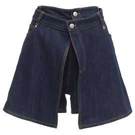 Bermuda em denim azul com cintura dupla e patch de logo Alexander Mcqueen Azul