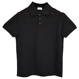 Polo Saint Laurent Paris Cassandre in cotone nero Nero