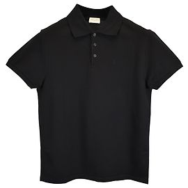 Polo Saint Laurent Paris Cassandre in cotone nero Nero