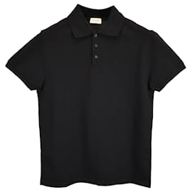 Saint Laurent- Saint Laurent Paris Cassandre Polo Shirt in Black Cotton-Black