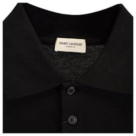 Saint Laurent- Saint Laurent Paris Cassandre Polo Shirt in Black Cotton-Black