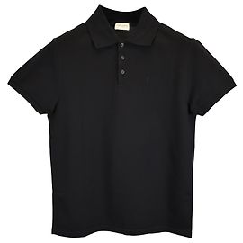 Polo Cassandre en algodón negro de Saint Laurent Paris Negro