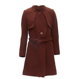 Chloé Chloe 2015 Brick Red Wool Toggle Belt Long Coat Fr38 M Brown