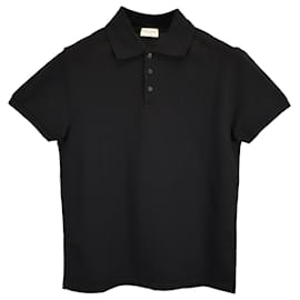 Saint Laurent-Saint Laurent Paris Cassandre Polo Shirt in Black Cotton-Black