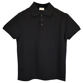 Polo Saint Laurent Paris Cassandre en algodón negro Negro