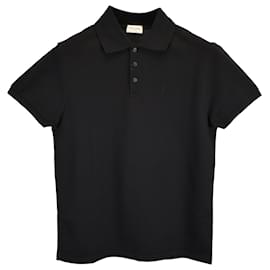 Saint Laurent-Saint Laurent Paris Cassandre Polo Shirt in Black Cotton-Black