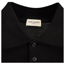 Saint Laurent-Saint Laurent Paris Cassandre Polo Shirt in Black Cotton-Black