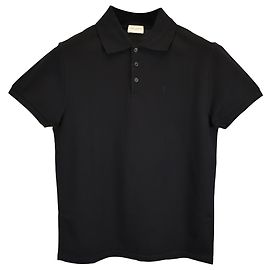 Polo Saint Laurent Paris Cassandre en algodón negro Negro