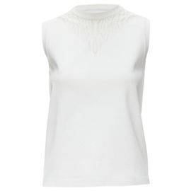 Ärmellose Weste aus weißem Viskose-Polyester-Spitzenstrick Louis Vuitton S Weiß