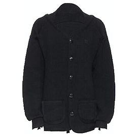 Oversized-Cardigan aus schwerer Wolle mit Schmetterlingslogo Bottega Veneta Eu52 XL Schwarz