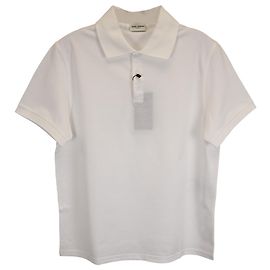 Polo Saint Laurent Paris Cassandre em algodão branco Branco