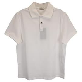 Saint Laurent-Saint Laurent Paris Cassandre Polo Shirt in White Cotton-White