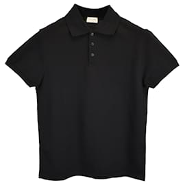 Saint Laurent- Saint Laurent Paris Cassandre Polo Shirt in Black Cotton-Black