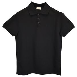 Polo Saint Laurent Paris Cassandre en algodón negro Negro
