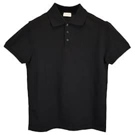 Saint Laurent-Saint Laurent Paris Cassandre Polo Shirt in Black Cotton-Black