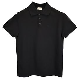Polo Saint Laurent Paris Cassandre en algodón negro Negro