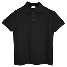Saint Laurent-Saint Laurent Paris Cassandre Polo Shirt in Black Cotton-Black