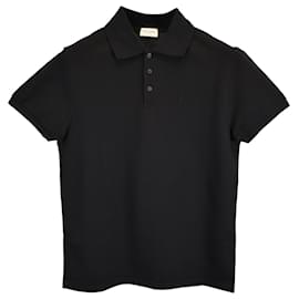 Saint Laurent-Saint Laurent Paris Cassandre Polo Shirt in Black Cotton-Black