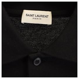 Saint Laurent-Saint Laurent Paris Cassandre Polo Shirt in Black Cotton-Black