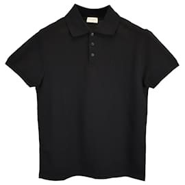 Saint Laurent-Saint Laurent Paris Cassandre Polo Shirt in Black Cotton-Black