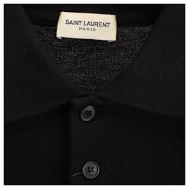 Saint Laurent-Saint Laurent Paris Cassandre Polo Shirt in Black Cotton-Black