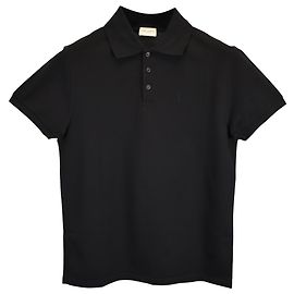 Polo Saint Laurent Paris Cassandre in cotone nero Nero