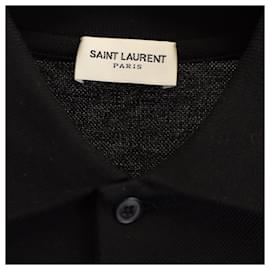 Saint Laurent- Saint Laurent Paris Cassandre Polo Shirt in Black Cotton-Black