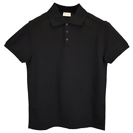 Polo Saint Laurent Paris Cassandre in cotone nero Nero
