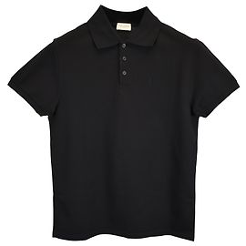 Polo Saint Laurent Paris Cassandre en algodón negro Negro
