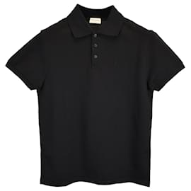 Saint Laurent- Saint Laurent Paris Cassandre Polo Shirt in Black Cotton-Black