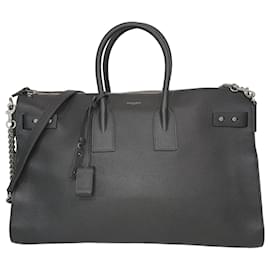 Saint Laurent-Saint Lauren Sac De Jour 48H Duffle Bag in Black Calfskin Leather-Black