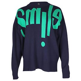 Sandro Paris Smile Print Pullover aus marineblauer Viskose Blau Marineblau