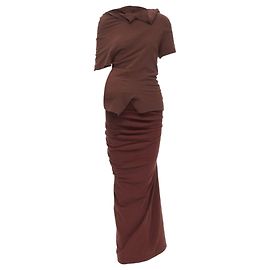 Comme Des Garcons Raro Comme Des Garçons 1997 Conjunto Top Saia Corte Irregular Almofadado M Marrom