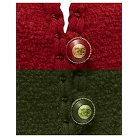 Chanel-Runway Chanel Vintage 93A Red Boucle Tweed Boned Corset  Jacket Fr44-Red