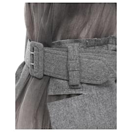 Comme Des Garcons-Vintage Runway Comme Des Garcons 2006 Grey Tulle Belted Deconstructed Jacket Xs-Grey