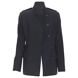 Gucci-Vintage Gucci Tom Ford 2001 Grey Pinstripe Minimal Officer Blazer It42 M-Grey